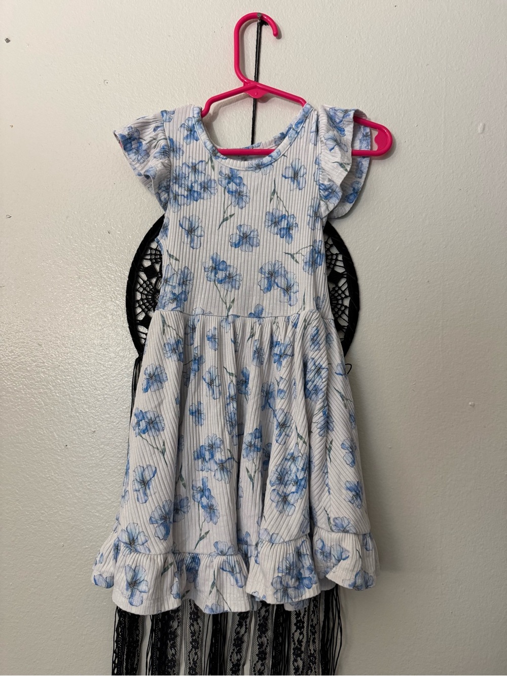 Posh peanut Blue Floral Ruffle Hem dress